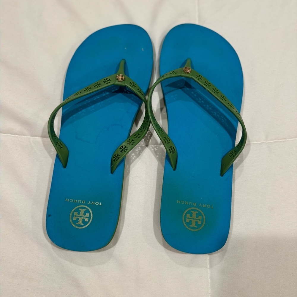 Tory Burch Blue and Green Sandals